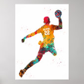 Kleurrijke Handbalspeler Poster (Voorkant)