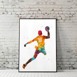 Kleurrijke Handbalspeler Poster
