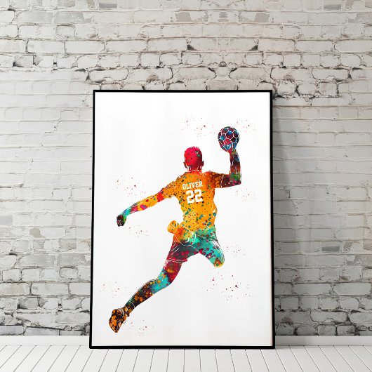 Kleurrijke Handbalspeler Poster