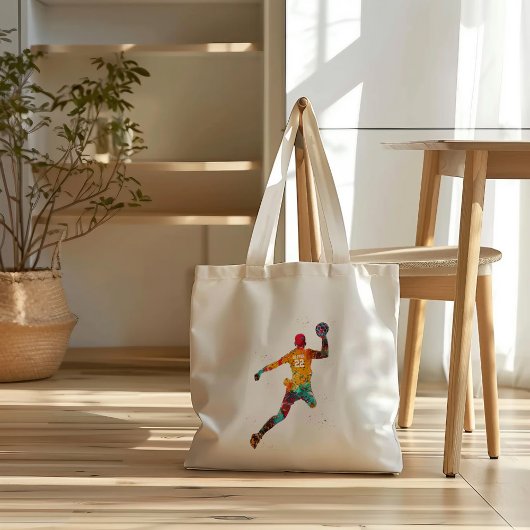 Kleurrijke Handbalspeler Tote Bag
