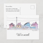 Kleurrijke handbediende woningen die aankondiging  briefkaart (Voorkant / Achterkant)