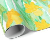 Kleurrijke handbeschilderde waterverf daffodilbloe cadeaupapier (Rol Hoek)
