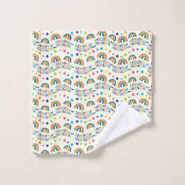 kleurrijke handdoeken- en washandset met regenboog bad handdoek