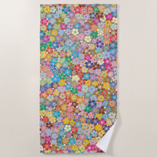 Kleurrijke handdoekjes voor bloemenontwerp strandlaken (Voorkant)