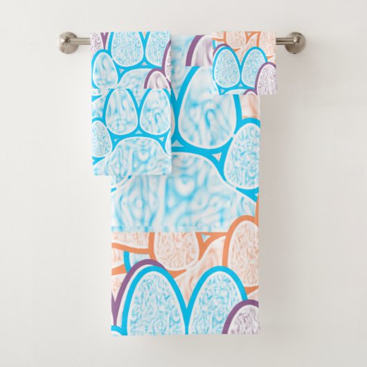 Kleurrijke handdoekset van poten, illusionenwissel bad handdoek (Insitu)