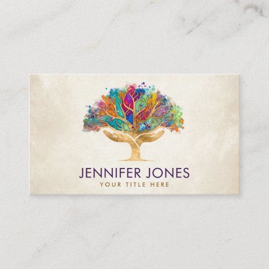 Kleurrijke handenboom visitekaartje (Voorkant)