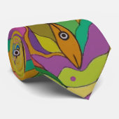 Kleurrijke handgeschilderde abstracte schildpad stropdas (Opgerold)