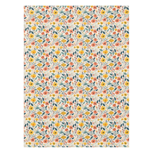 Kleurrijke Handgeschilderde Bloembloemen Tafelkleed (Voorkant)