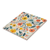 Kleurrijke Handgeschilderde Bloembloemen Tegeltje (Zijkant)