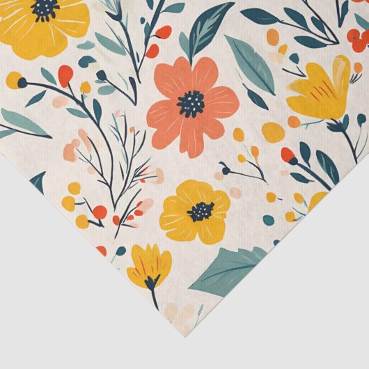 Kleurrijke Handgeschilderde Bloembloemen Tissuepapier (Detail)