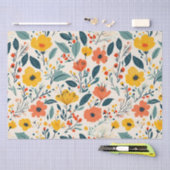 Kleurrijke Handgeschilderde Bloembloemen Tissuepapier (Craft)