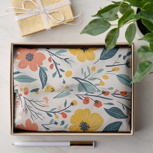 Kleurrijke Handgeschilderde Bloembloemen Tissuepapier (Geschenk)