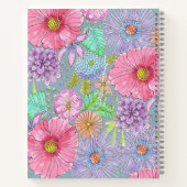 Kleurrijke handgeschilderde bloemen en bladeren bo notitieboek (Achterkant)