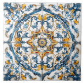 Kleurrijke handgeschilderde bloemige Tegels Tegeltje (Voorkant)