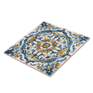 Kleurrijke handgeschilderde bloemige Tegels Tegeltje