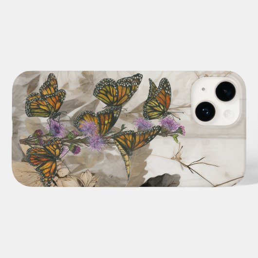 Kleurrijke handgeschilderde monarchvlinders Case-Mate iPhone case (Achterkant (horizontaal))