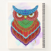 Kleurrijke handgeschilderde uil notitieboek (Achterkant)