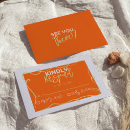 Kleurrijke handgeschreven eigenzinnige Schattigee RSVP Kaartje