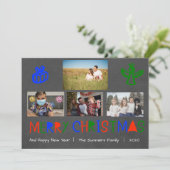 Kleurrijke handgeschreven foto Kerstmis Feestdagenkaart (Staand voorkant)