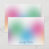 Kleurrijke Handgeschreven Monogram Regenboog Sjabl Notitiekaartje (Voorkant / Achterkant)
