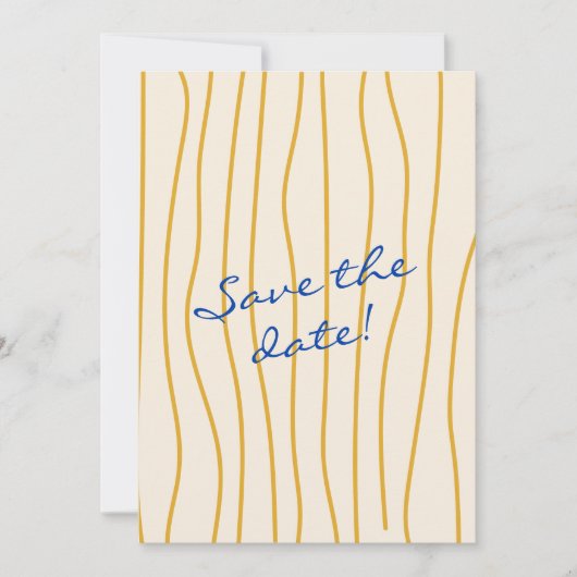 Kleurrijke Handgeschreven Retro Pinstripe Italië B Save The Date (Voorkant)