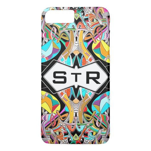 Kleurrijke Handgetekende Abstracte I Monogram Eers Case-Mate iPhone Case (Achterkant)