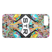 Kleurrijke Handgetekende Abstracte I Monogram Eers Case-Mate iPhone Case (Achterkant (Horizontaal))