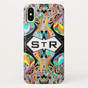 Kleurrijke Handgetekende Abstracte I Monogram Eers iPhone X Hoesje