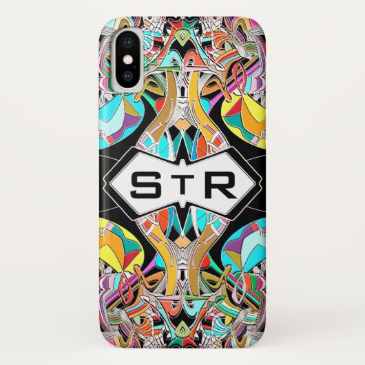 Kleurrijke Handgetekende Abstracte I Monogram Eers Case-Mate iPhone Case (Achterkant)