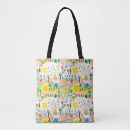 Kleurrijke handgetekende Canvas tas – grillig