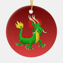 Kleurrijke Handgetekende Chinese Draak Keramisch Ornament