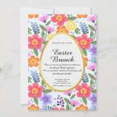 Kleurrijke handgetekende Floral Blue Grey Easter B Kaart (Voorkant)