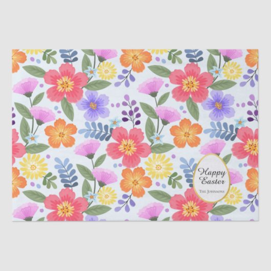Kleurrijke handgetekende fluitenroze paasmakerij tissuepapier (Voorkant)