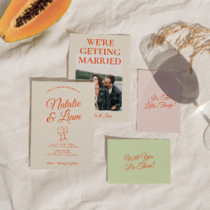 Kleurrijke Handgetekende Retro Unieke Trendy Bruil Kaart