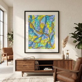 Kleurrijke Handgetekende Verwarde Abstracte Wervel Poster