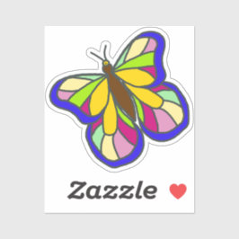 Kleurrijke Handgetekende Vlinder Blauw Sticker