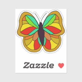 Kleurrijke Handgetekende Vlinder Goud Sticker