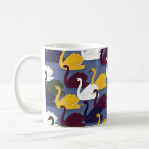 Kleurrijke handgetrokken zwengelvogel in het blauw koffiemok
