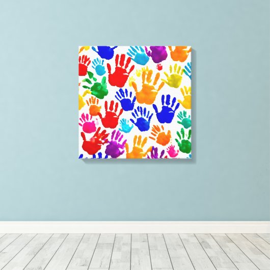 Kleurrijke HandPrint Canvas Afdruk (Insitu (Houten vloer))