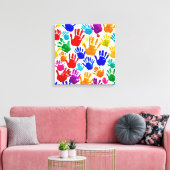 Kleurrijke HandPrint Canvas Afdruk (Insitu (Woonkamer))