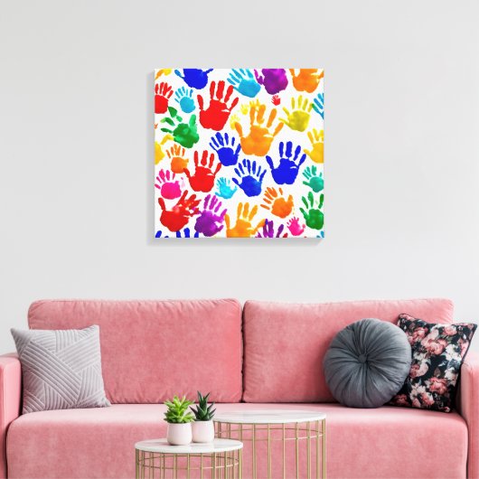 Kleurrijke HandPrint Canvas Afdruk (Insitu (Woonkamer))