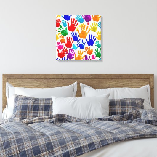 Kleurrijke HandPrint Canvas Afdruk (Insitu (Slaapkamer))