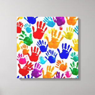 Kleurrijke HandPrint Canvas Afdruk