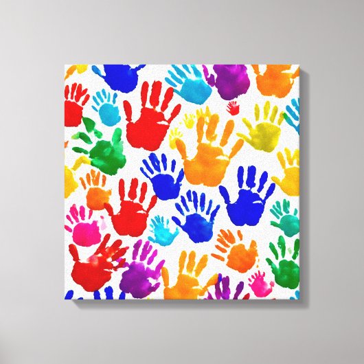 Kleurrijke HandPrint Canvas Afdruk (Voorkant)