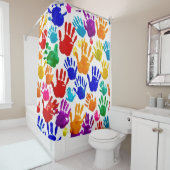 Kleurrijke HandPrint Douchegordijn (In situ)