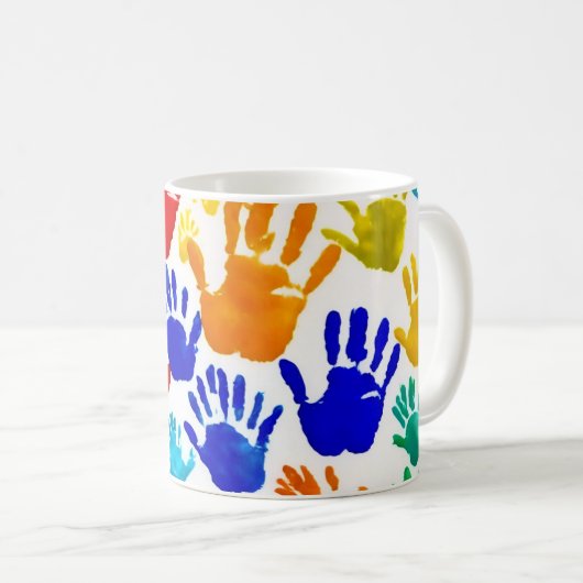 Kleurrijke HandPrint Koffiemok (Voorkant rechts)