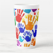 Kleurrijke HandPrint Latte Mok (Voorkant)