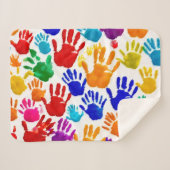 Kleurrijke HandPrint Sherpa Deken (Voorkant (horizontaal))