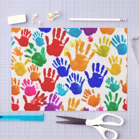 Kleurrijke HandPrint Tissuepapier (Craft)