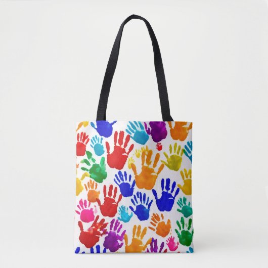 Kleurrijke HandPrint Tote Bag (Voorkant)